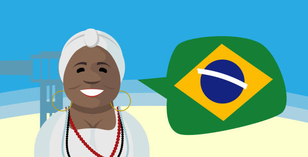 ilustrações, clipart, desenhos animados e ícones de mulher em traje típico brasileiro - bahia