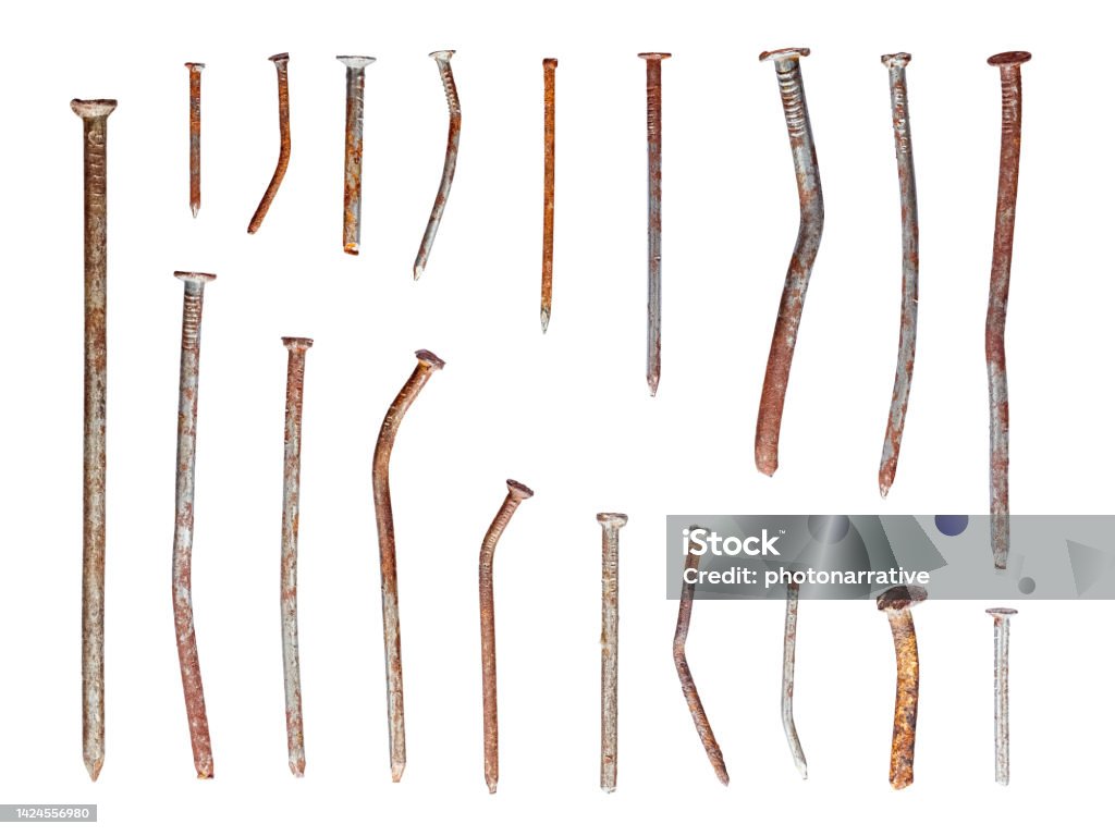 Used Nails Different Used Rusty Nails Isolated On White Stock Photo - Download ...