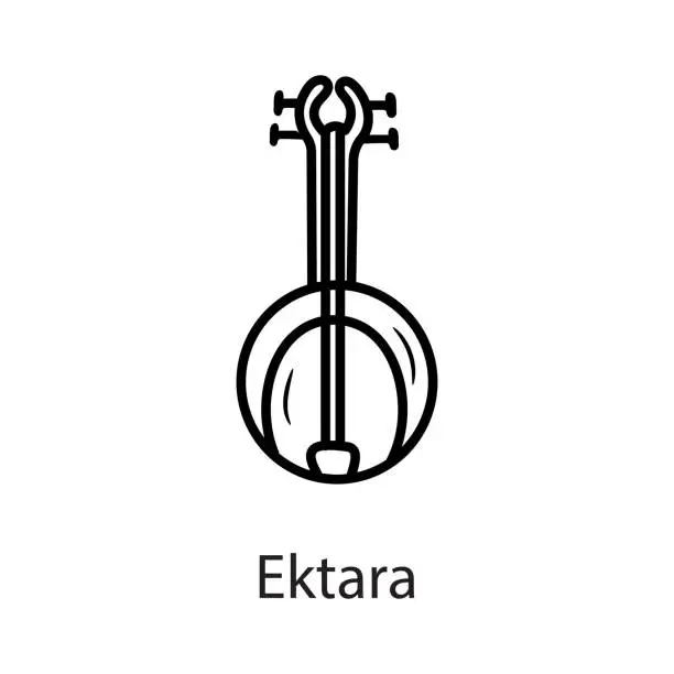 Vector illustration of Ektara Outline Icon Design illustration. Music Symbol on White background EPS 10 File
