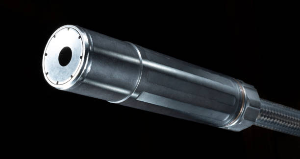 istock Carbon fiber rifle barrel with suppressor attached 1424564983