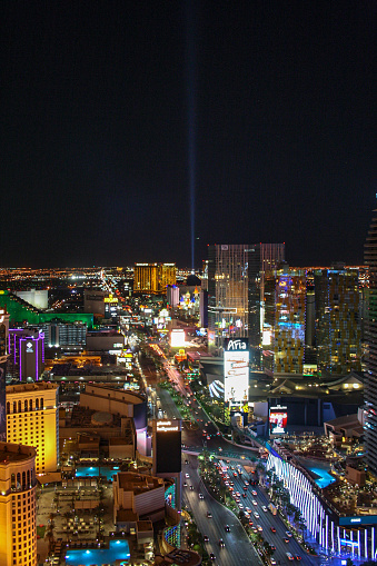 Wide angle view of the Welcome To Fabulous Las Vegas Nevada sign.