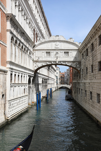 PONTE DEI SOSPIRI which means Bridge of sighs in Venice in Italy with no people during the lockdown
