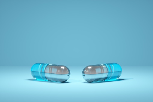 Pill capsules rendered in 3D
