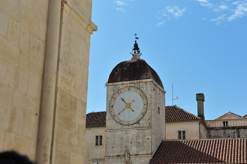 The Trogir Loggia and Clock Tower. Horizontal photo with copy space.