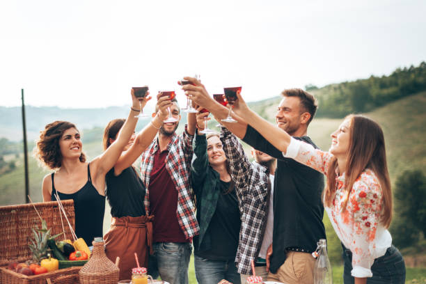 istock toasting with wine at the bbq 1424580242