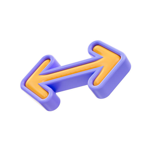 realistic glossy cartoon look arrow left right icon 3d render for left right or back next