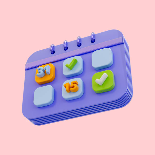 istock Calendar date with check mark icon 3d render concept for analysis 1424582814