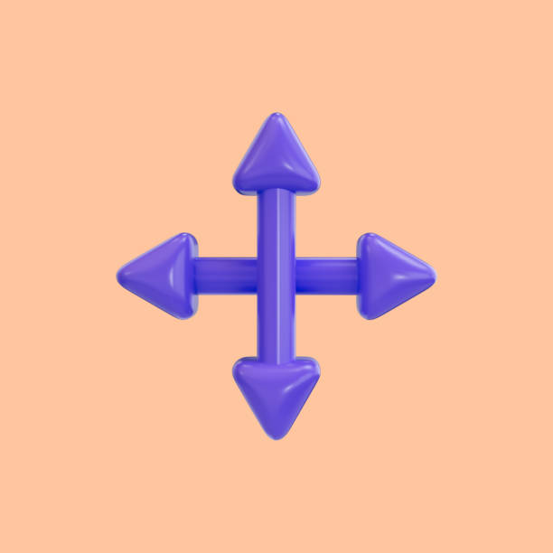 istock cartoon look 4 angle arrow icon 3d render concept for direction way and 1424582876