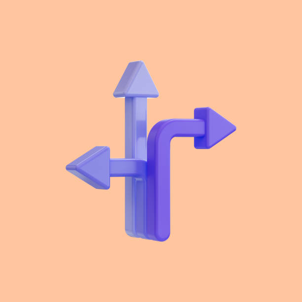 istock cartoon look three way arrow icon 3d render concept for direction way 1424582896