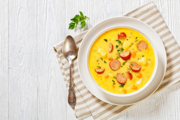 istock German potato soup with sausages in bowl 1424588325