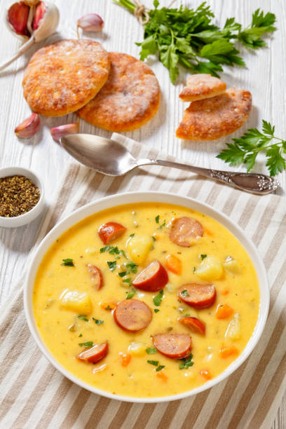 istock German potato soup with sausages in bowl 1424588397