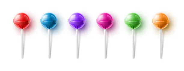 Vector illustration of Lollipop Candy, Red, Blue, Purple, Pink, Green, Orange