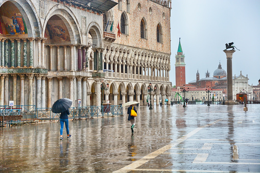 St. Mark's Square on a rainy day in Venice, Italy