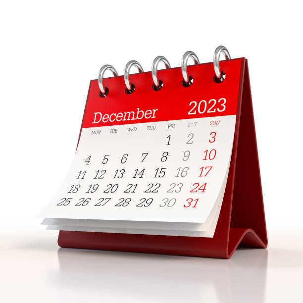 istock December 2023 Calendar. Isolated on White Background. 3D Illustration 1424596744