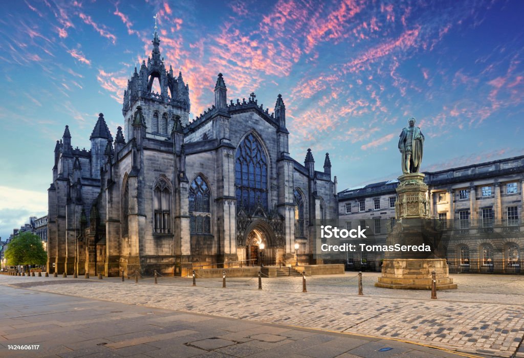 Edinburgh Giles cathedral at sunrise, Scotland Edinburgh - Scotland Stock Photo