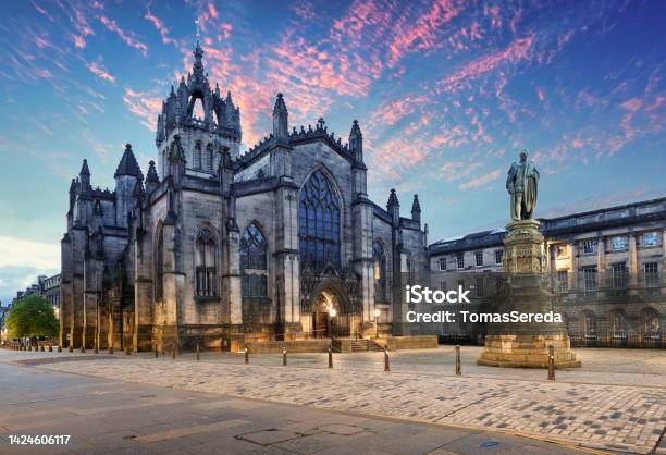 Edinburgh Giles Cathedral At Sunrise Scotland Stock Photo - Download Image Now - Edinburgh - Scotland, Color Image, Architecture