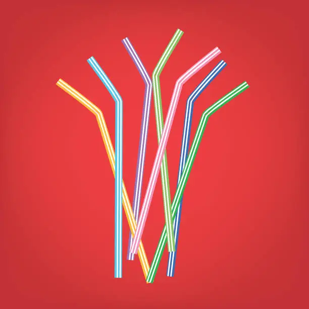 Vector illustration of Plastic Straws