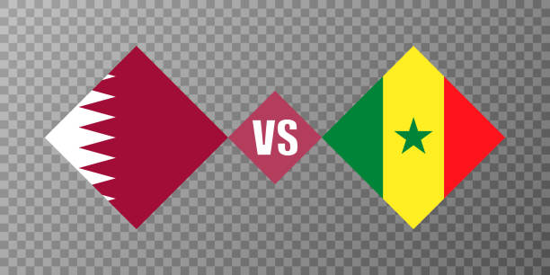 senegal vs qatar flag concept. vector illustration. - qatar senegal stock illustrations