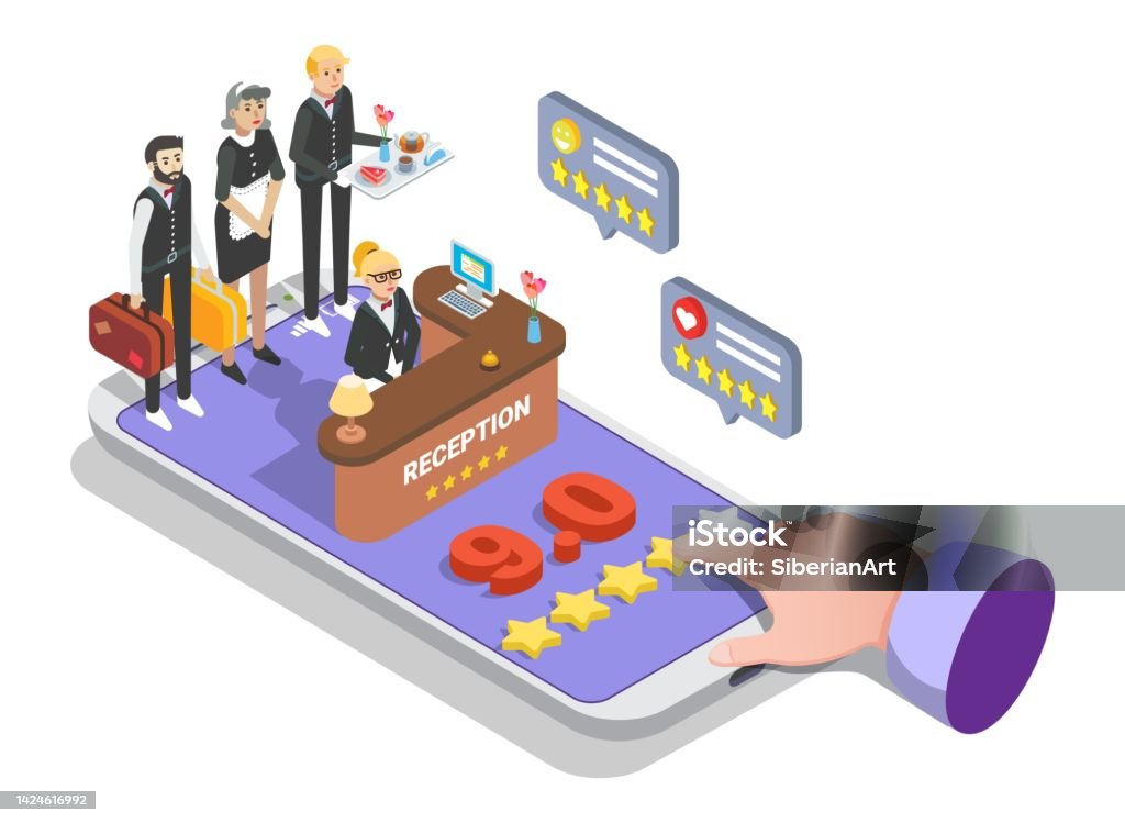 Feedback Ranking Hotel Service Feedback Ranking Isometric 3d Vector Stock Illustration ...