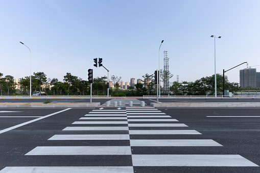 Empty urban zebra crossing