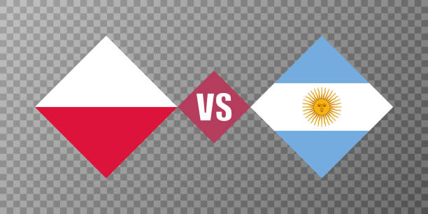 polen vs argentinien flaggenkonzept. vektorillustration. - argentina qatar stock-grafiken, -clipart, -cartoons und -symbole