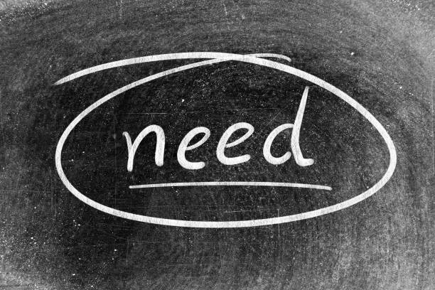 White chalk hand writing in word need on blackboard background