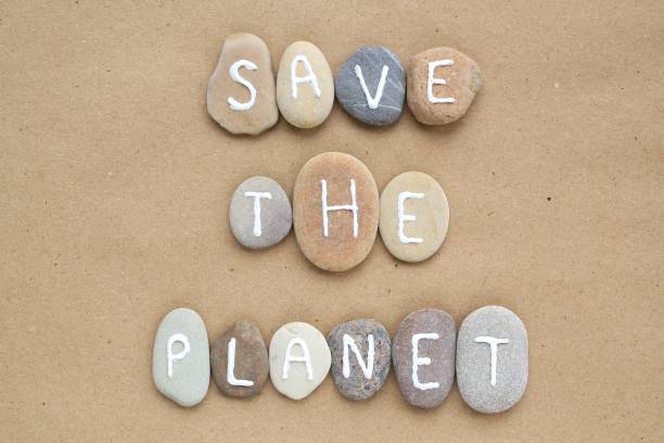 istock Save the Planet letters from pebbles on craft paper background 1424629062