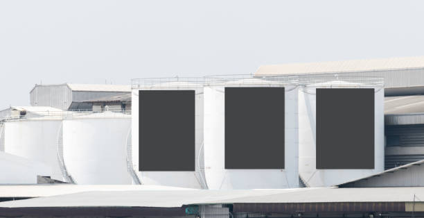 istock Mockup billboard on industry storage tank with clipping path 1424631260