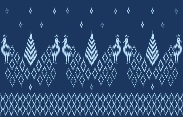 illustrations, cliparts, dessins animés et icônes de modèle ethnique ikat sans couture - culture tribale africaine