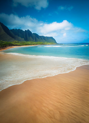 Digital illustration of a beach in Kauai, Hawaii