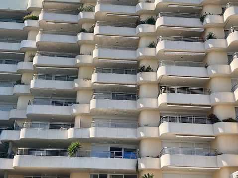 Balconies on an apartment block in L’Scala Spain