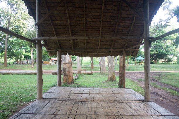 istock Inside the empty wicker seat in the pinewood forest 1424634651