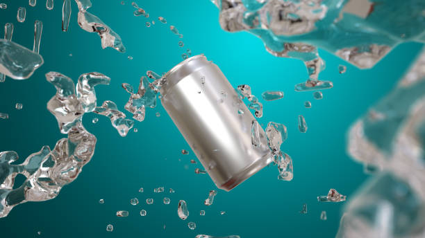 istock Water splash around metallic can without logo. 1424636296