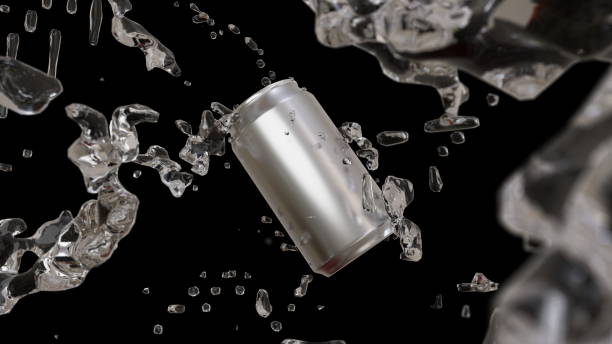 istock Pure water fresh splash from metallic can. 1424638410