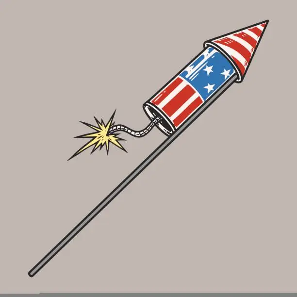Vector illustration of American firecracker vintage colorful emblem