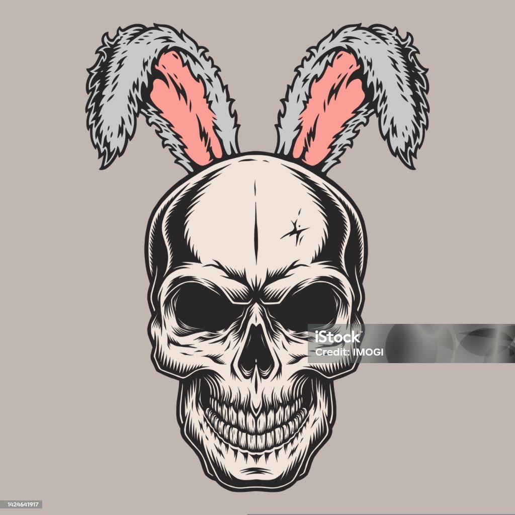 Skull Easter Bunny Emblem Colorful Stock Illustration - Download Image ...
