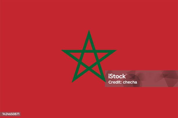 Drapeau Rouge Avec Une étoile Verte Drapeau Du Maroc Drapeau Rouge Avec Une Étoile Verte Vecteurs libres de