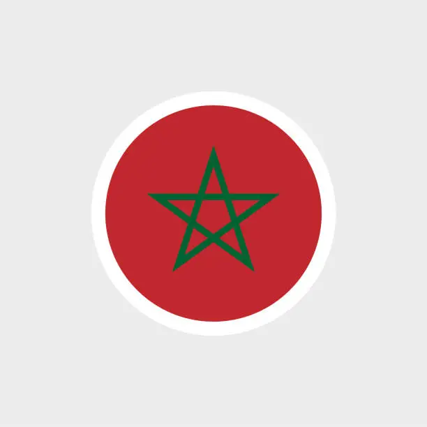 Vector illustration of Flag of Morocco. Red flag with a green star.