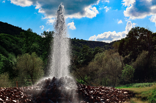 Beautiful cold water geyser in the nature reserve Andernach