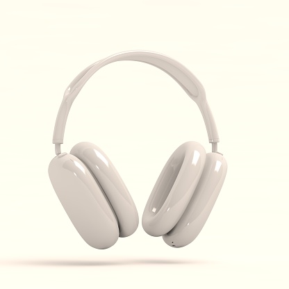 Modern professional headphones isolated on wooden table