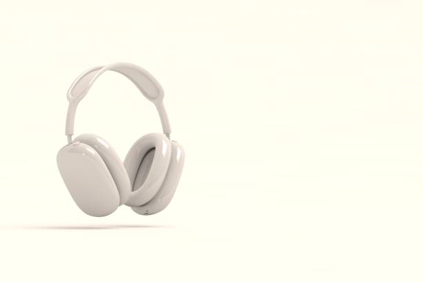 cuffie bianche 3d - headset hands free device single object nobody foto e immagini stock