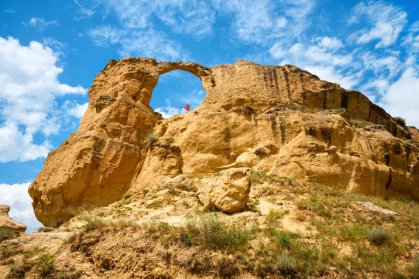 Beautiful landscape as seen from the Delicate Arch hiking trail. Moody sky just after the storm adds contrast to this beautiful landscape of Arches National Park in Utah, USA.