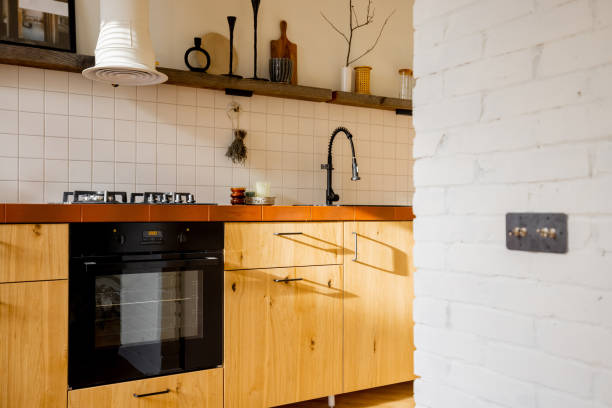 istock Stylish kitchen interior of modern apartment 1424666770