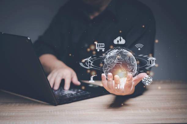 istock Virtual business world without borders Contact through online technology Through big data networks, banking, finance, mobile in the 5G era 1424671452