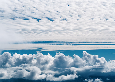 Different layers of cumulus clouds. Natural background