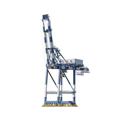 Industrial harbor crane for freight lifting isolated on white background