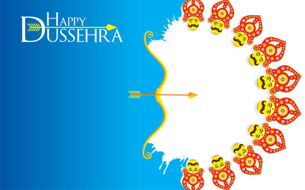 vector Illustration of Happy Dussehra illustration of Happy Dussehra festival of India. ravana in happy dussehra stock illustrations