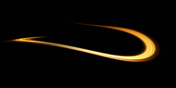 istock Abstract light lines of movement and speed in golden color. Light everyday glowing effect. semicircular wave, light trail curve swirl, optical fiber incandescent design. 1424679939