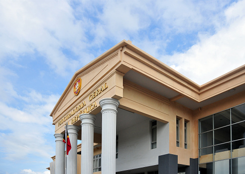 Dili, East Timor Timor Leste: neo-classical portico of the office of the Timorese Public Prosecutor (Procuradoria Geral da República de Timor-Leste).