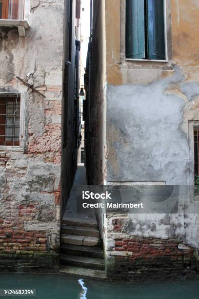 Narrow Street In Venetia Stock Photo - Download Image Now - Ancient, Architecture, Brick